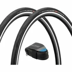 Schwalbe Set 2 Cubi. Pleg. Pro One Evolution 28" C. Bolsa Sillín Bici Ruta
